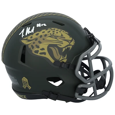 Travis Hunter Jacksonville Jaguars Autographed Riddell 2025 Salute To Service Speed Mini Helmet  