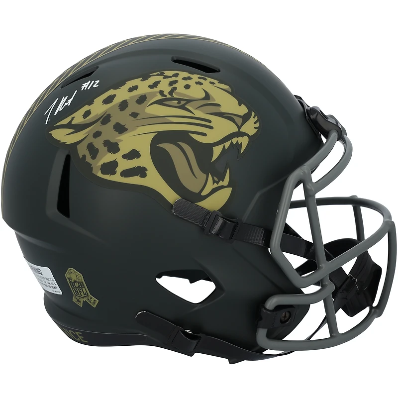 Travis Hunter Jacksonville Jaguars Autographed Riddell 2025 Salute To Service Speed Replica Helmet