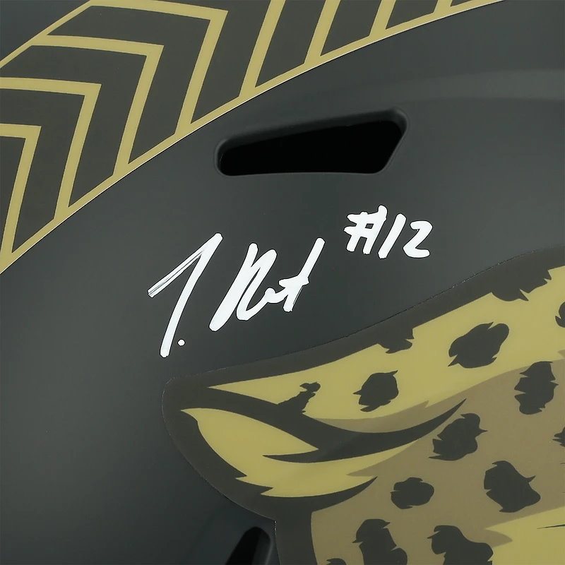 Travis Hunter Jacksonville Jaguars Autographed Riddell 2025 Salute To Service Speed Replica Helmet  