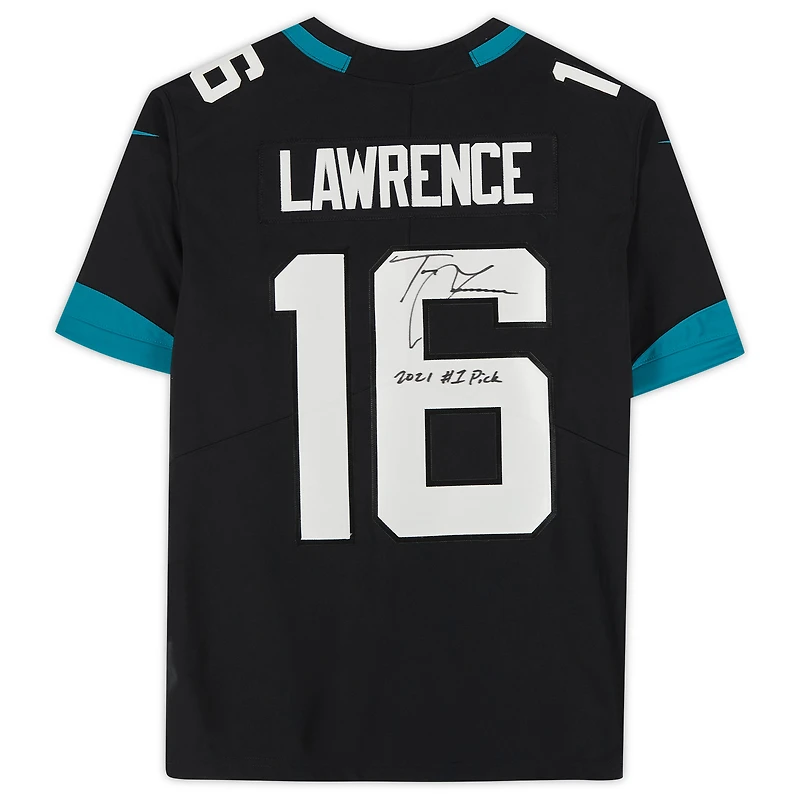 Maillot Nike Limited dédicacé par Trevor Lawrence Black Jacksonville Jaguars avec l'inscription « 2021 #1 Pick »