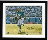 Trevor Lawrence Jacksonville Jaguars Autographed 16'' x 20'' Horizontal Teal Jersey Rollout Photograph