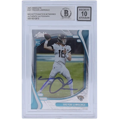 Carte de recrue Panini Absolute #101 autographiée 2021 par Trevor Lawrence Jacksonville Jaguars Beckett Fanatics Witnessed Authenticated 10 Rookie