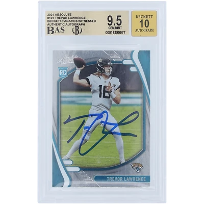 Carte de recrue autographiée 2021 Panini Absolute #101 Beckett Fanatics Witnessed Authenticated 9.5/10 Rookie par Trevor Lawrence Jacksonville Jaguars