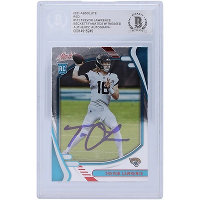 Carte de recrue authentifiée autographiée par Trevor Lawrence Jacksonville Jaguars Panini Absolute Red #101 Beckett 2021