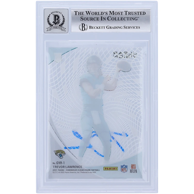Carte de recrue 10 authentifiée signée Trevor Lawrence Jacksonville Jaguars Panini Chronicles Clear Vision #CVR-1 2021 Beckett Fanatics