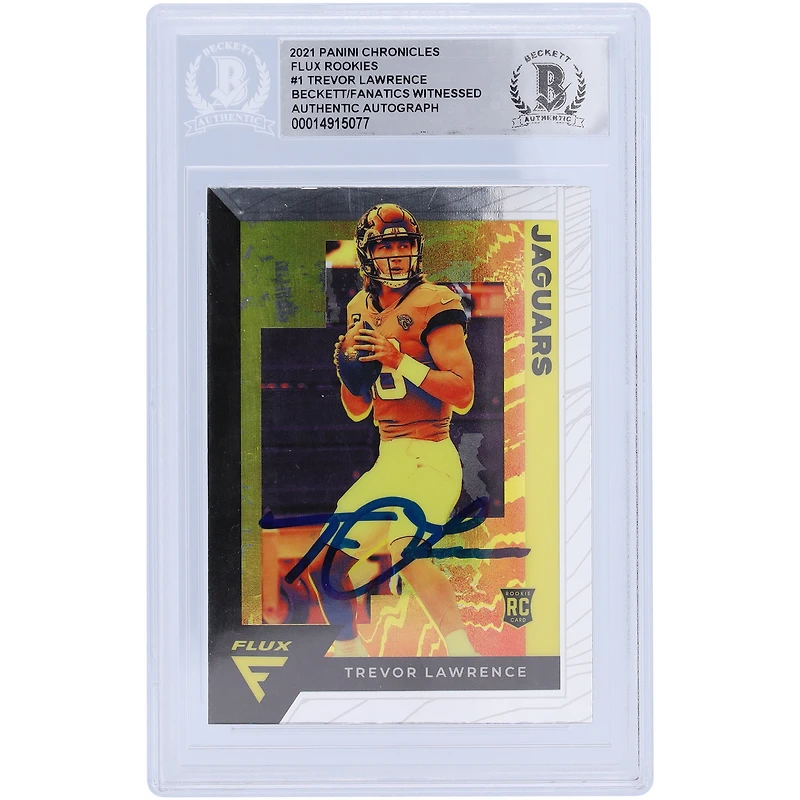 Carte de recrue authentifiée autographiée par Trevor Lawrence Jacksonville Jaguars 2021 Panini Chronicles Flux #FX-1 Beckett Fanatics