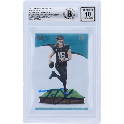 Carte de recrue 10 authentifiée signée Trevor Lawrence Jacksonville Jaguars Panini Chronicles Magnitude #MAG-1 2021 Beckett Fanatics