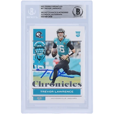 Trevor Lawrence Jacksonville Jaguars Autographed 2021 Panini Chronicles #47 Beckett Fanatics Witnessed Authenticated Rookie Card