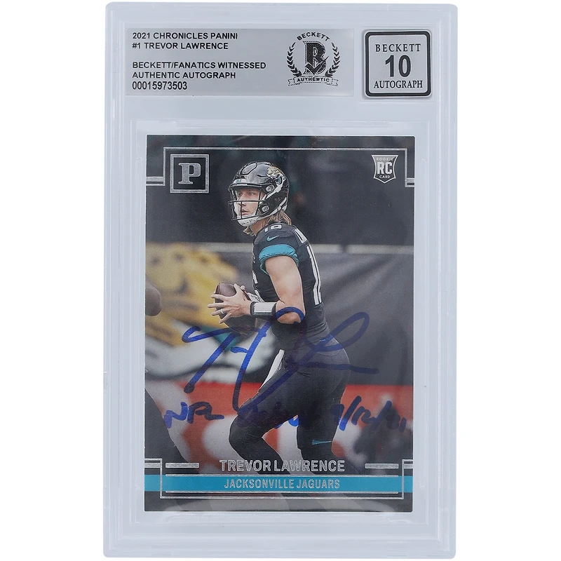 Trevor Lawrence Jacksonville Jaguars Autographed 2021 Panini Chronicles #PA-1 Beckett Fanatics Witnessed Authenticated 10 Rookie Card with "NFL Debut 9/12/21" Inscription