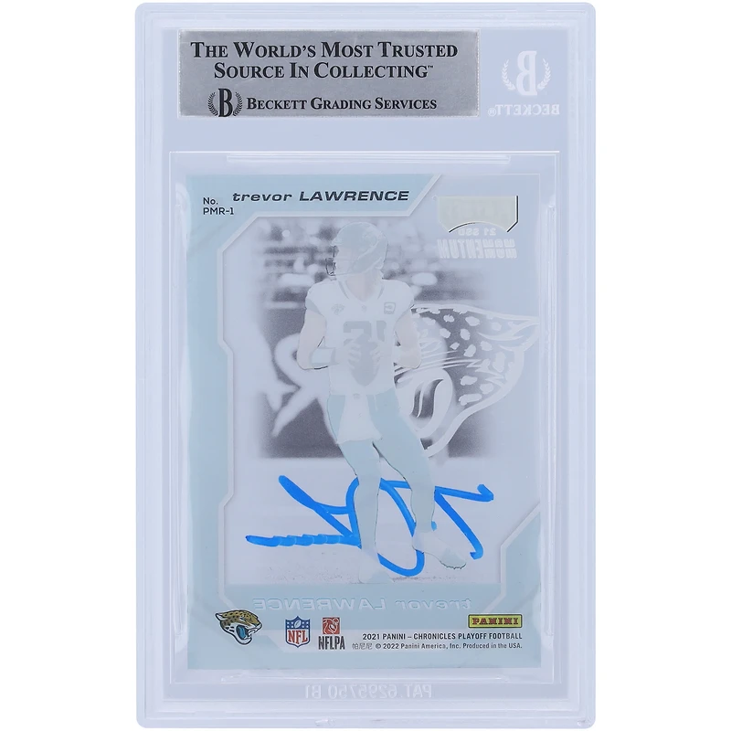 Carte de recrue authentifiée autographiée par Trevor Lawrence Jacksonville Jaguars 2021 Panini Chronicles Playoff Momentum #PMR-1 Beckett Fanatics