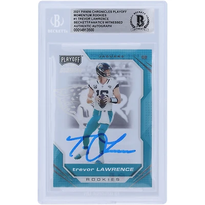 Carte de recrue authentifiée autographiée par Trevor Lawrence Jacksonville Jaguars 2021 Panini Chronicles Playoff Momentum #PMR-1 Beckett Fanatics