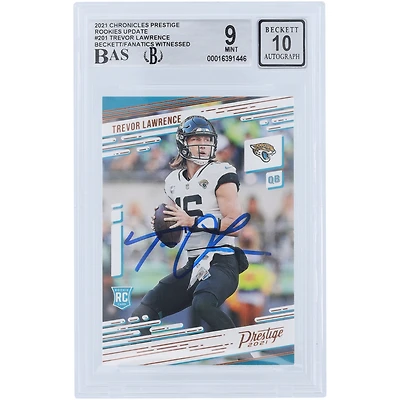 Trevor Lawrence Jacksonville Jaguars Autographié 2021 Panini Chronicles Prestige Rookies Mise à jour #201 Beckett Fanatics A Vu Authentifié 9/10 Rookie Card
