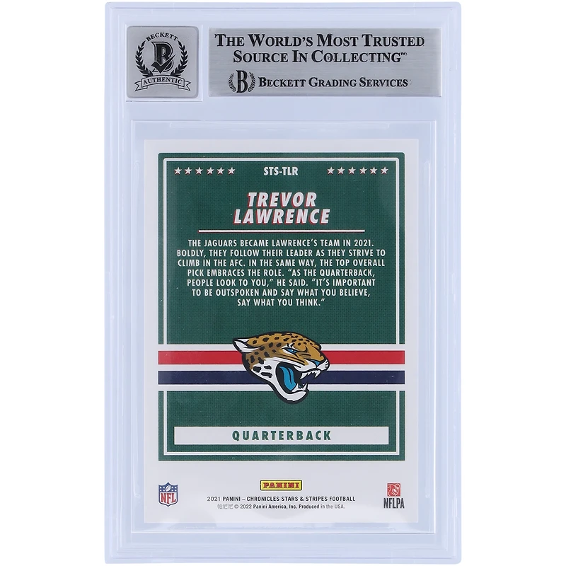 Trevor Lawrence Jacksonville Jaguars Autographed 2021 Panini Chronicles Stars & Stripes #STS-TLR Beckett Fanatics Witnessed Authenticated 10 Rookie Card