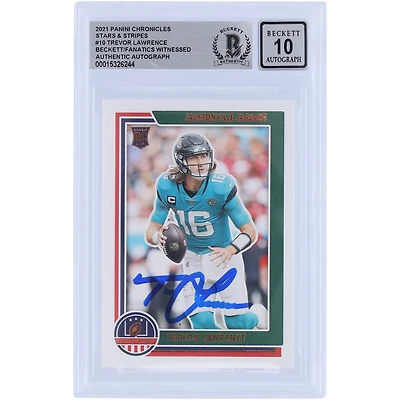 Trevor Lawrence Jacksonville Jaguars Autographed 2021 Panini Chronicles Stars & Stripes #STS-TLR Beckett Fanatics Witnessed Authenticated 10 Rookie Card