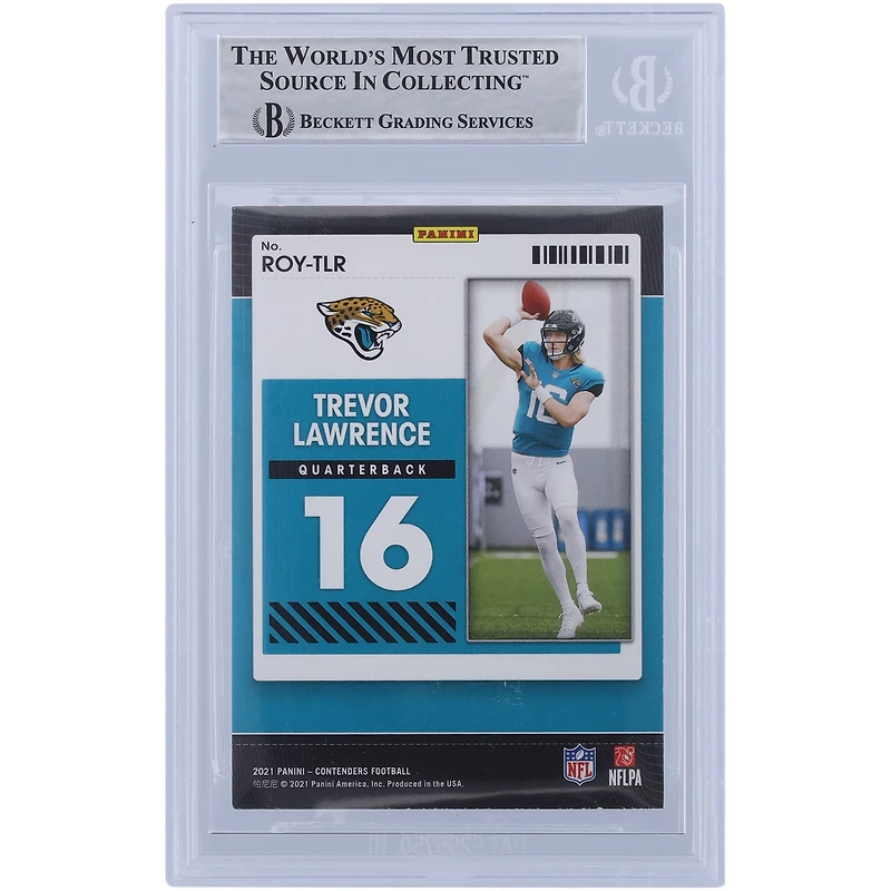 Trevor Lawrence Jacksonville Jaguars Autographed 2021 Panini Contenders ROTY Contenders #ROY-TLR Beckett Fanatics Witnessed Authenticated Rookie Card with "NFL Debut 9/12/21" Inscription