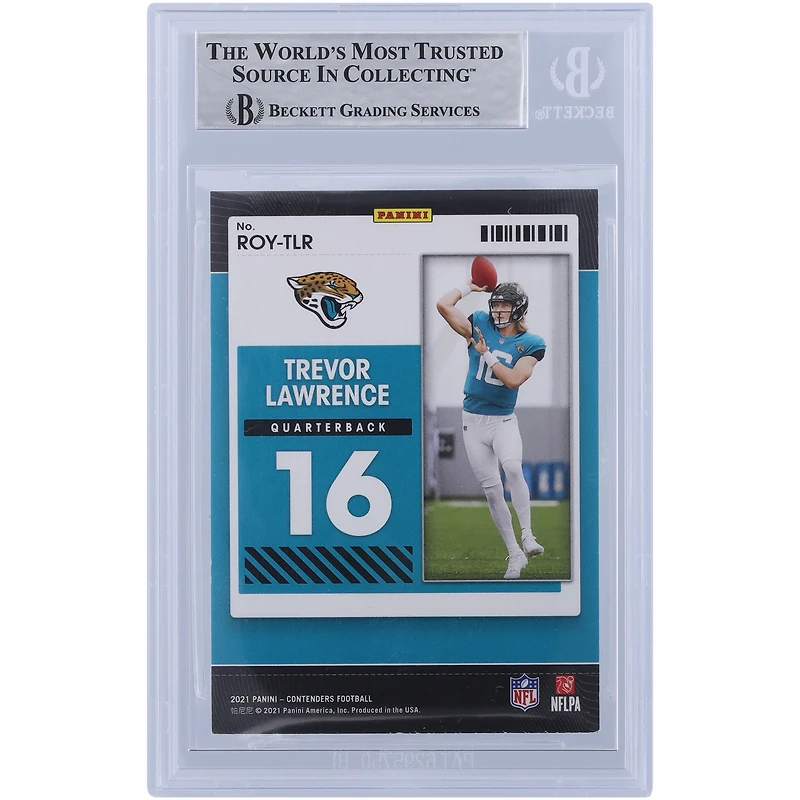 Trevor Lawrence Jacksonville Jaguars Autographed 2021 Panini Contenders ROY Contenders Ruby #ROY-TLR Beckett Fanatics Witnessed Authenticated Rookie Card with "NFL Debut 9/12/21" Inscription