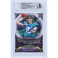 Carte de recrue authentifiée signée Trevor Lawrence Jacksonville Jaguars 2021 Panini Contenders Supernatural #SN-TLR Beckett Fanatics