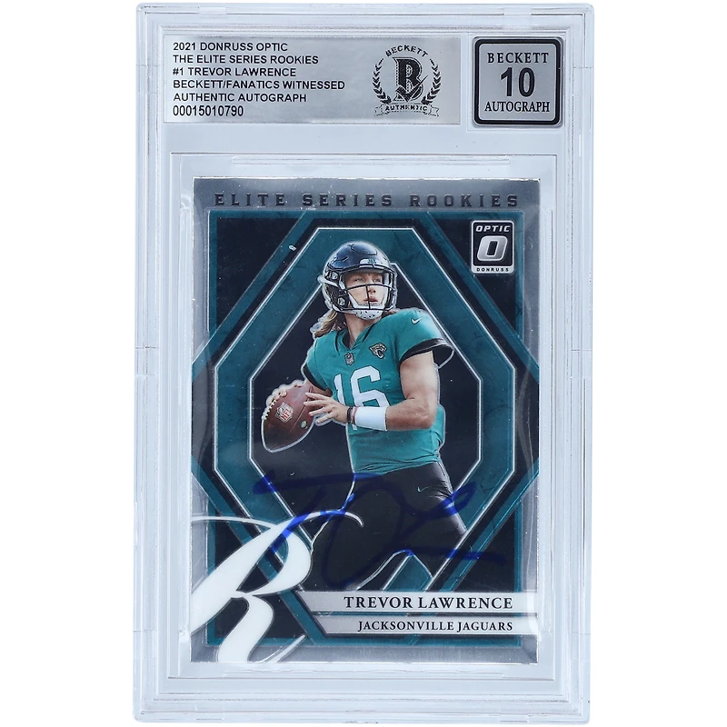 Carte de recrue autographiée de Trevor Lawrence (Jaguars de Jacksonville) 2021 Panini Donruss Optic Elite Series Rookies #ESR-1, certifiée par Beckett Fanatics Witnessed.