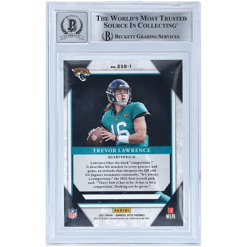 Trevor Lawrence Jacksonville Jaguars Autographed 2021 Panini Donruss Optic Elite Series Rookies #ESR-1 Beckett Fanatics Witnessed Authenticated 10 Rookie Card