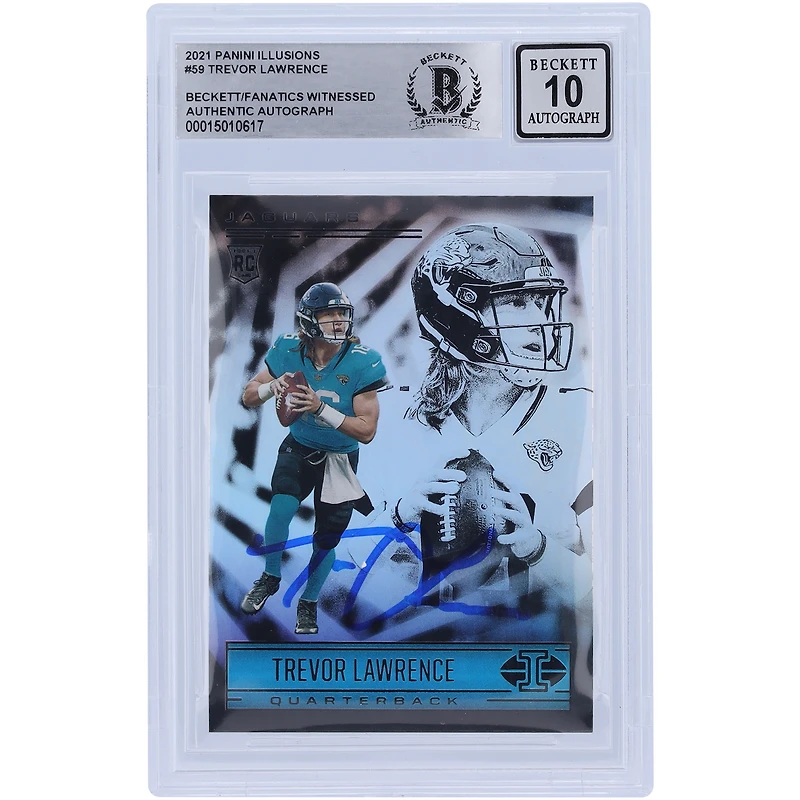 Carte de recrue Panini Illusions 2021 autographiée par Trevor Lawrence Jacksonville Jaguars #59 Beckett Fanatics Witnessed Authenticated 10 Rookie