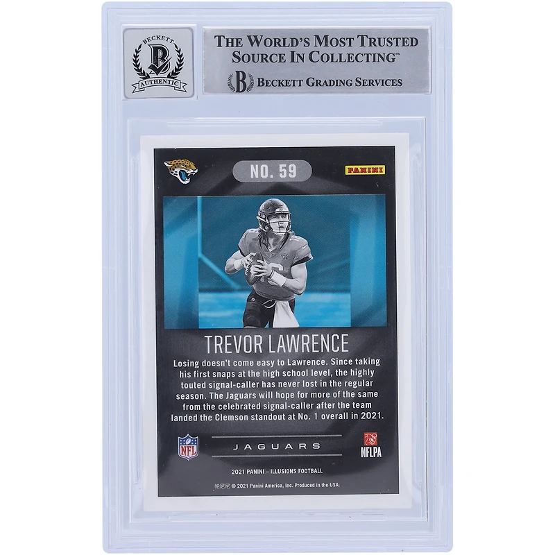 Carte de recrue Panini Illusions 2021 autographiée par Trevor Lawrence Jacksonville Jaguars #59 Beckett Fanatics Witnessed Authenticated 10 Rookie
