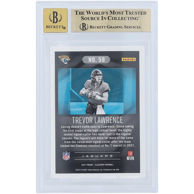 Carte de recrue autographiée 2021 Panini Illusions #59 Beckett Fanatics Witnessed Authenticated 9.5/10 Rookie par Trevor Lawrence Jacksonville Jaguars