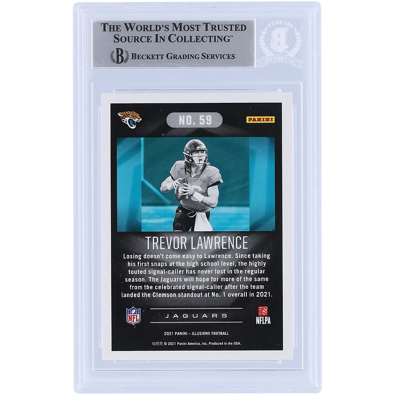 Carte de recrue authentifiée autographiée par Trevor Lawrence Jacksonville Jaguars 2021 Panini Illusions #59 Beckett Fanatics