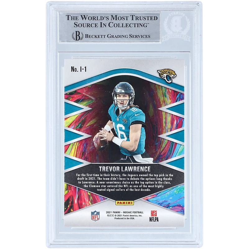 Carte de recrue authentifiée autographiée par Trevor Lawrence Jacksonville Jaguars Panini Mosaic 2021 #I-1 Beckett Fanatics