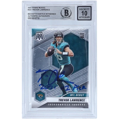 Trevor Lawrence Jacksonville Jaguars Autographié Panini Mosaic NFL Debut #241 Beckett Fanatics Witnessed Authenticed 10 Rookie Card avec l'inscription "2021 #1 Pick"