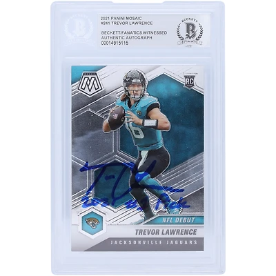 Trevor Lawrence Jacksonville Jaguars Autographié 2021 Panini Mosaic NFL Debut #241 Beckett Fanatics A Vu Authentifié Rookie Card Avec L'inscription "2021 #1 Pick"
