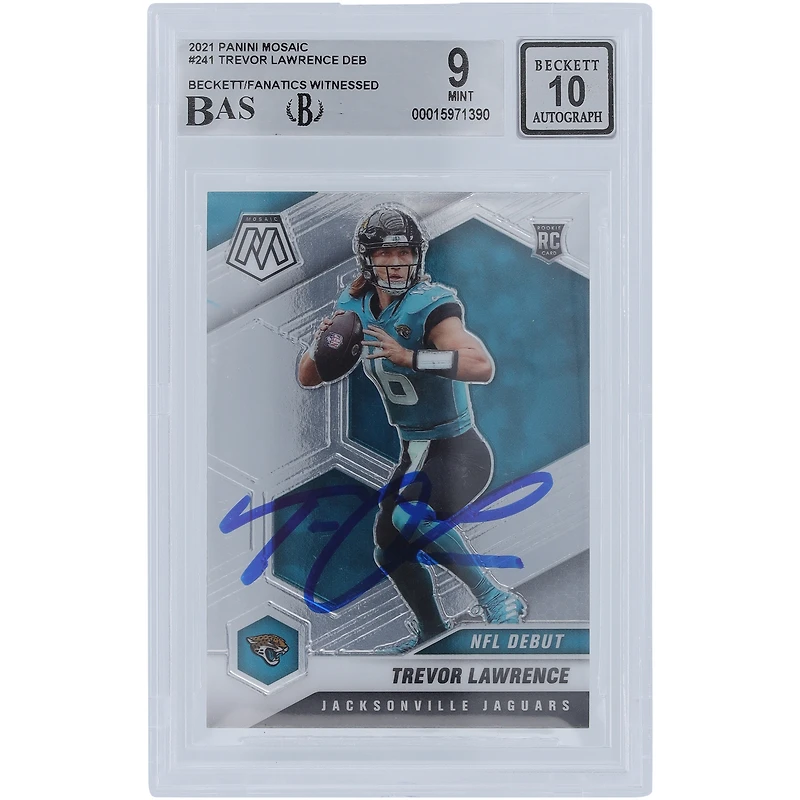 Trevor Lawrence Jacksonville Jaguars Autographed 2021 Panini Mosaic #241 Beckett Fanatics Witnessed Authenticated 9/10 Rookie Card