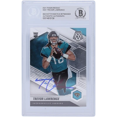 Carte de recrue authentifiée autographiée par Trevor Lawrence Jacksonville Jaguars Panini Mosaic #301 Beckett Fanatics Witnessed 2021
