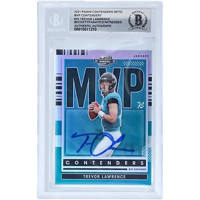 Carte de recrue Panini MVP Contenders 2021 autographiée par Trevor Lawrence Jacksonville Jaguars #MVP-TLA Beckett Fanatics a été témoin d'une carte authentifiée 10 Rookie