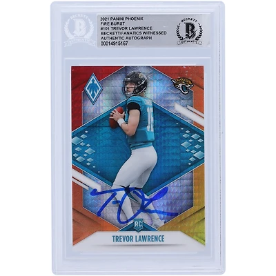 Carte de recrue authentifiée autographiée par Trevor Lawrence Jacksonville Jaguars 2021 Panini Phoenix Fire Burst #101 Beckett Fanatics