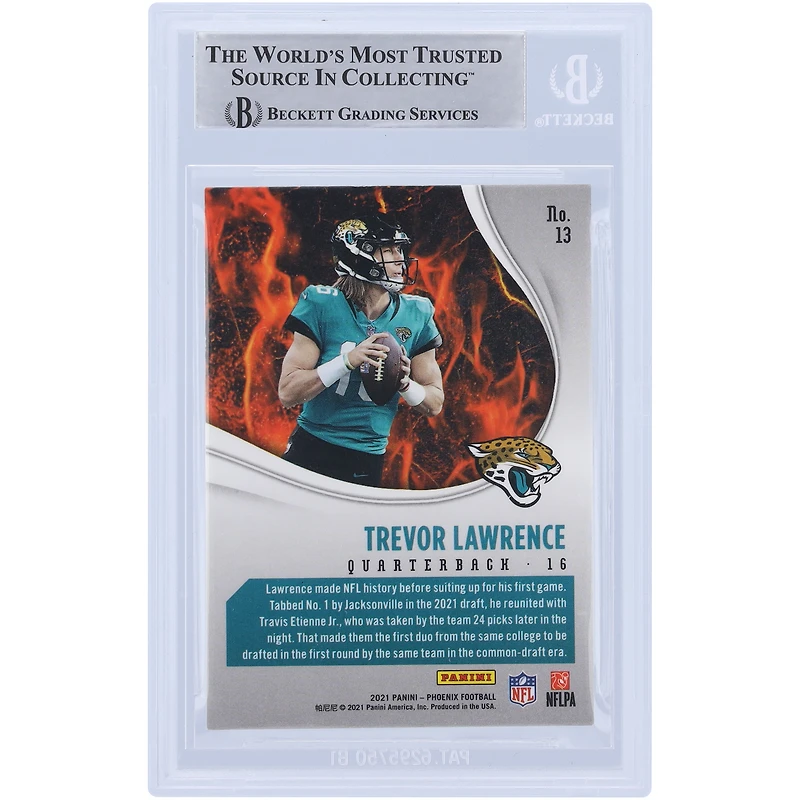 Carte de recrue autographiée de Trevor Lawrence (Jaguars de Jacksonville) Panini Phoenix Heat Wave n° 13, édition 2021, certifiée par Beckett Fanatics Witnessed