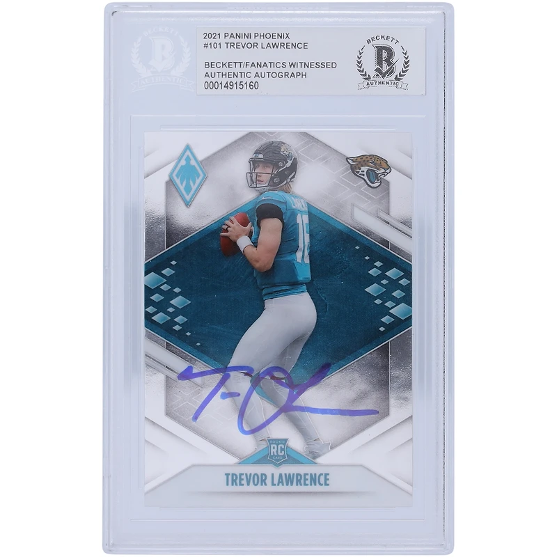 Carte de recrue autographiée de Trevor Lawrence (Jaguars de Jacksonville) Panini Phoenix 2021 n° 101, authentifiée par Beckett Fanatics Witnessed