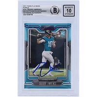 Carte de recrue Panini 2021 autographiée par Trevor Lawrence Jacksonville Jaguars Purple #101 Beckett Fanatics Witnessed Authenticated 10 Rookie