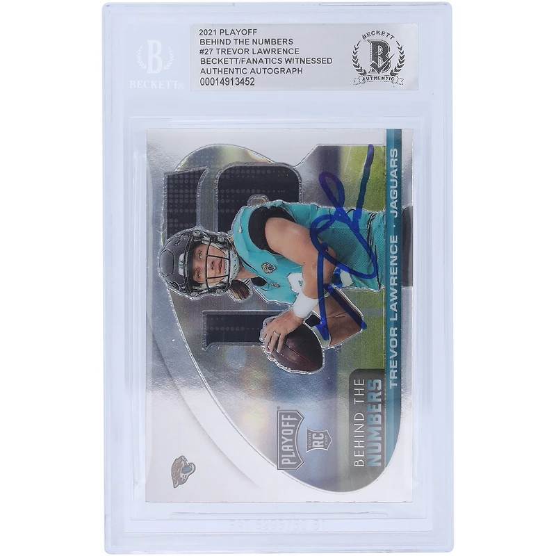 Trevor Lawrence Jacksonville Jaguars Autographed 2021 Panini Playoff Behind The Numbers #BTN-TLR Beckett Fanatics Witnessed Authenticated Rookie Card
