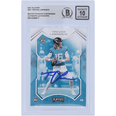 Carte de recrue Panini Playoff 2021 autographiée par Trevor Lawrence Jacksonville Jaguars #201 Beckett Fanatics a été témoin d'une authentification 10