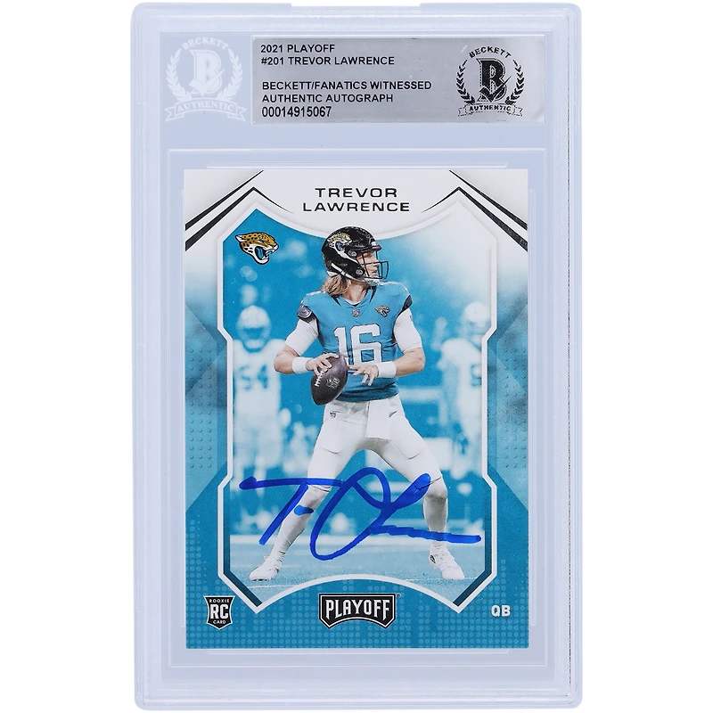 Trevor Lawrence Jacksonville Jaguars Autographed 2021 Panini Playoff #201 Beckett Fanatics Witnessed Authenticated Rookie Card