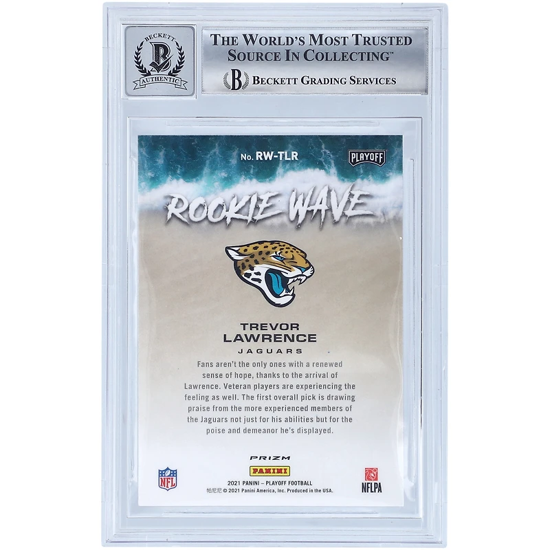 Trevor Lawrence Jacksonville Jaguars Autographed 2021 Panini Playoff Rookie Wave Pink #RW-TLR Beckett Fanatics Witnessed Authenticated 10 Rookie Card