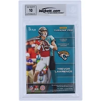 Carte Rookie 10 authentifiée signée par Trevor Lawrence Jacksonville Jaguars, relique des éliminatoires 2021 de Panini Turning Pro #TP-TLR Beckett Fanatics