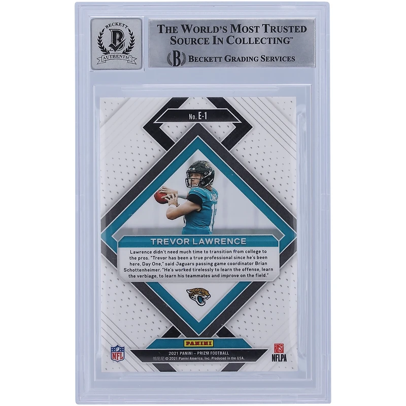 Trevor Lawrence Jacksonville Jaguars Autographed 2021 Panini Prizm 1 Emergent #E-1 Beckett Fanatics Witnessed Authenticated 10 Rookie Card