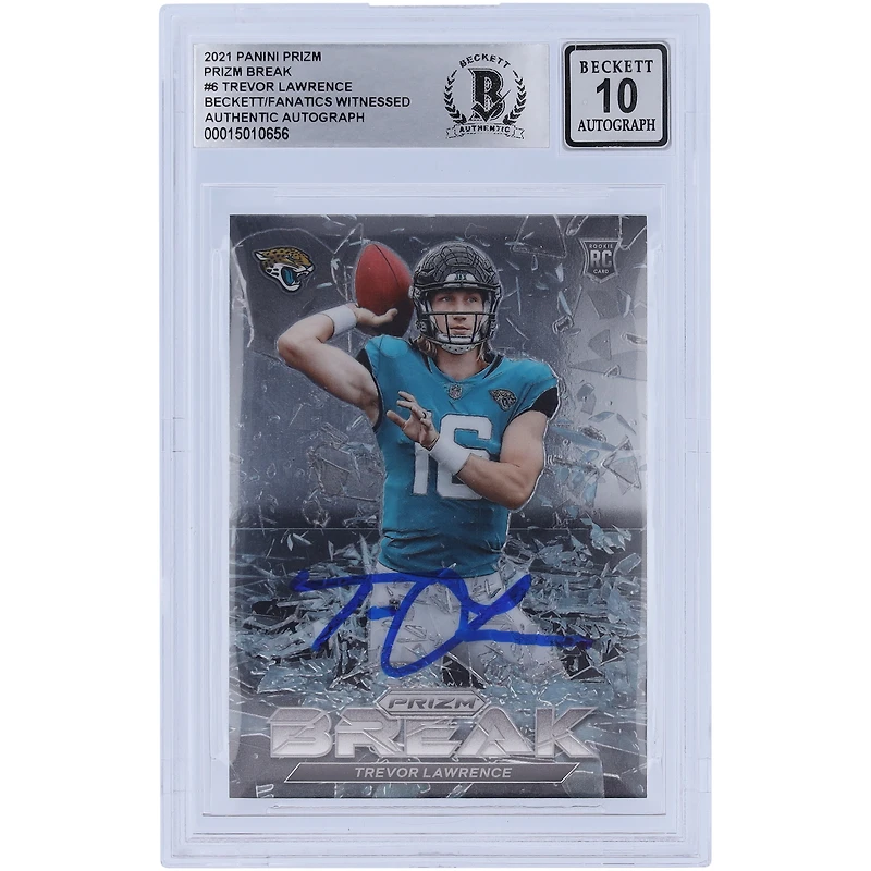 Carte de recrue Panini Prizm Break #PB-6 2021 autographiée par Trevor Lawrence Jacksonville Jaguars, vue par les fanatiques de Beckett, numéro 10 authentifiée