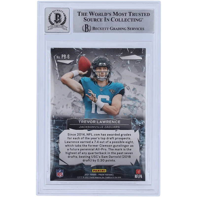 Carte de recrue Panini Prizm Break #PB-6 2021 autographiée par Trevor Lawrence Jacksonville Jaguars, vue par les fanatiques de Beckett, numéro 10 authentifiée