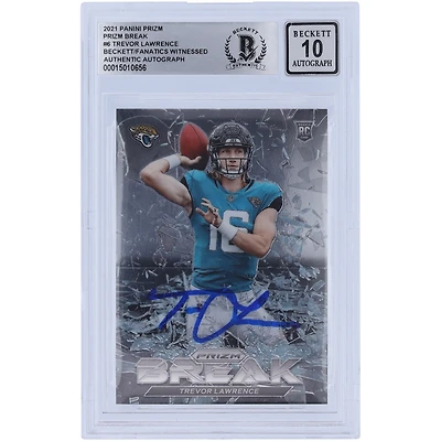 Carte de recrue Panini Prizm Break #PB-6 2021 autographiée par Trevor Lawrence Jacksonville Jaguars, vue par les fanatiques de Beckett, numéro 10 authentifiée