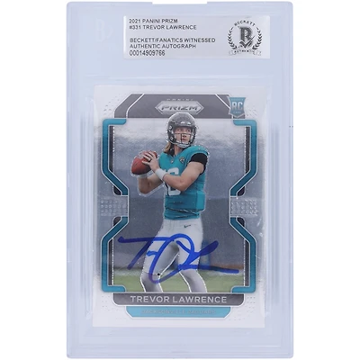 Carte de recrue authentifiée signée Trevor Lawrence Jacksonville Jaguars Panini Prizm #331 2021 Beckett Fanatics