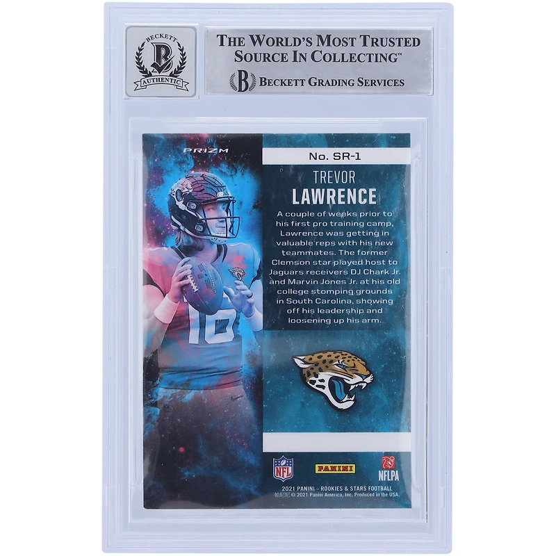 Carte de recrue Panini 2021 autographiée par Trevor Lawrence Jacksonville Jaguars Stellar Rookies Red #SR-1 Beckett Fanatics Witnessed Authenticated 10 Rookie