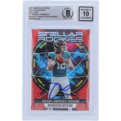 Carte de recrue Panini 2021 autographiée par Trevor Lawrence Jacksonville Jaguars Stellar Rookies Red #SR-1 Beckett Fanatics Witnessed Authenticated 10 Rookie