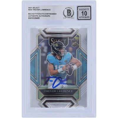 Carte de recrue Panini Select Club Level #243 autographiée 2021 de Trevor Lawrence Jacksonville Jaguars Beckett Fanatics Witnessed Authenticated 10 Rookie